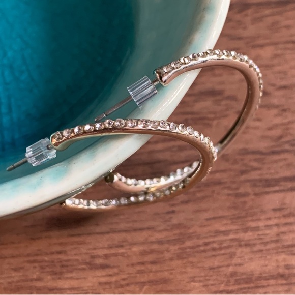 Silver hoops w stones - Picture 2 of 2